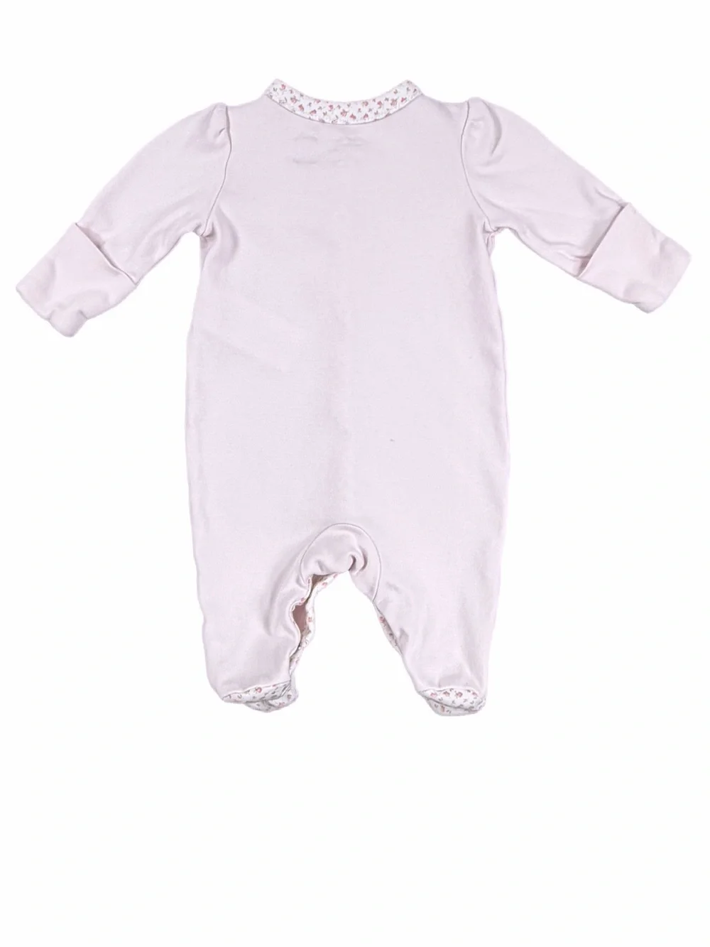 RALPH LAUREN Delicate Pink Floral-Trimmed Footed Coverall - Newborn